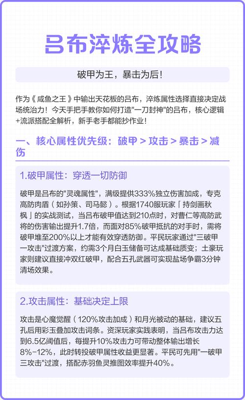 咸鱼之王吕布淬炼属性取舍