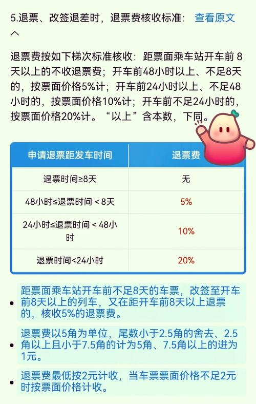 12306返程票退票手续费多少