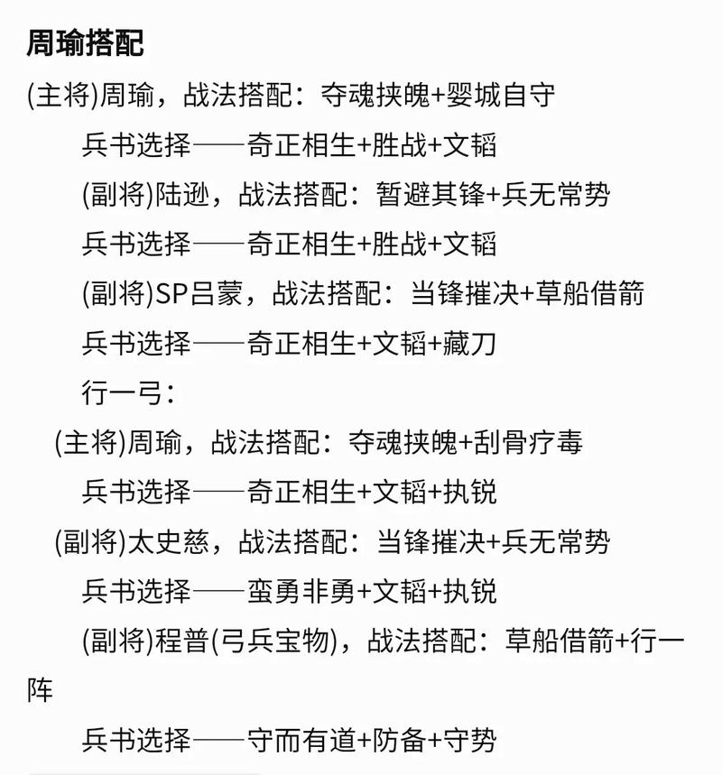 卧龙吟2周瑜武将阵容