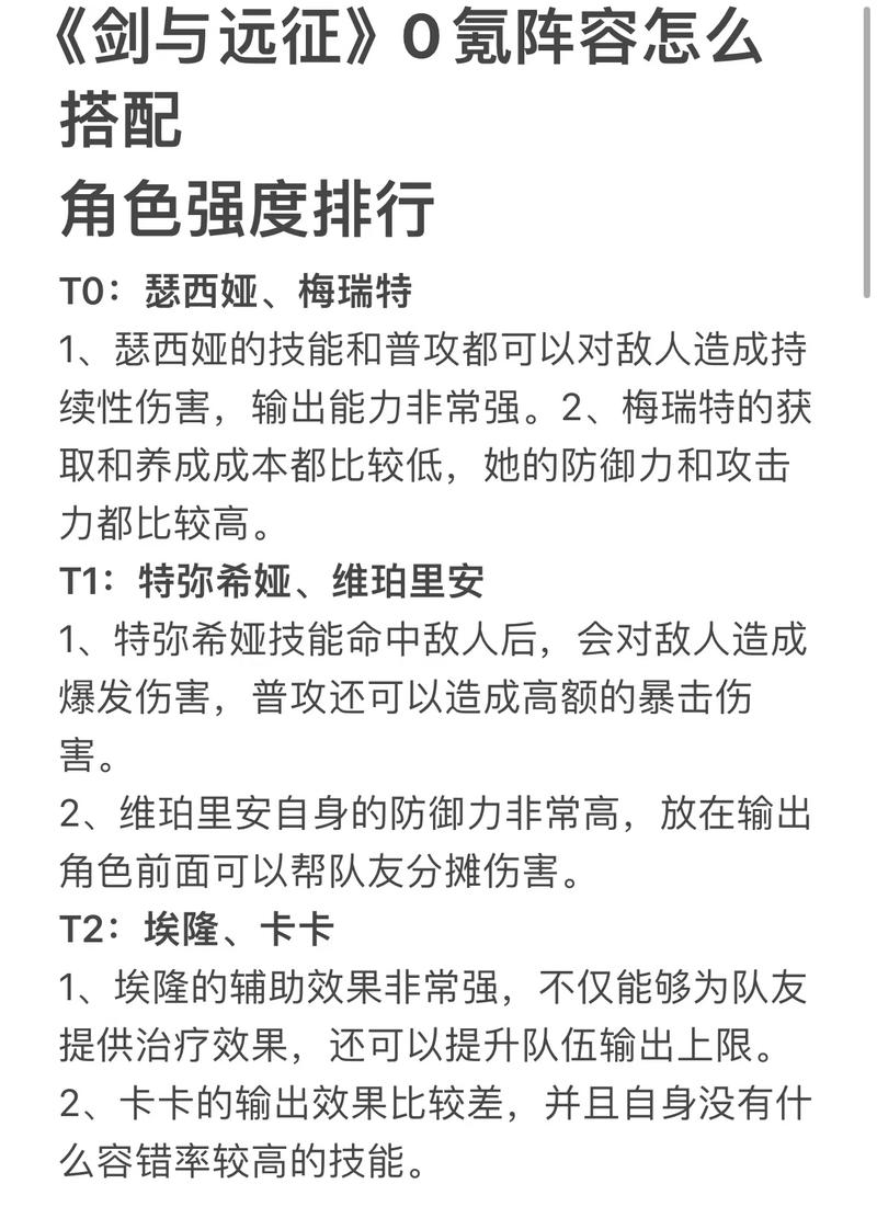 剑与远征零氪最强阵容